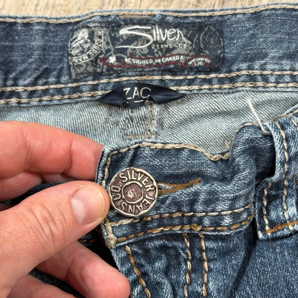 Silver Jeans Zac Relaxed Straight Leg Jeans Mens 38x34 Medium Wash Denim Western